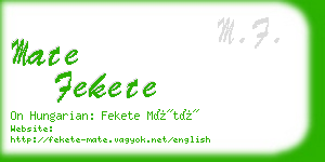mate fekete business card
